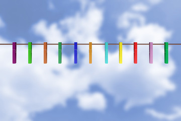 Clothespins hanging on a leash