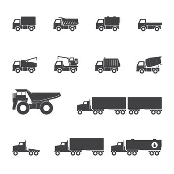 Trucks icons set