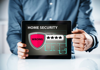 Home security online warning for a wrong code