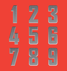 Brushed metal font series 4 from 1 to 9