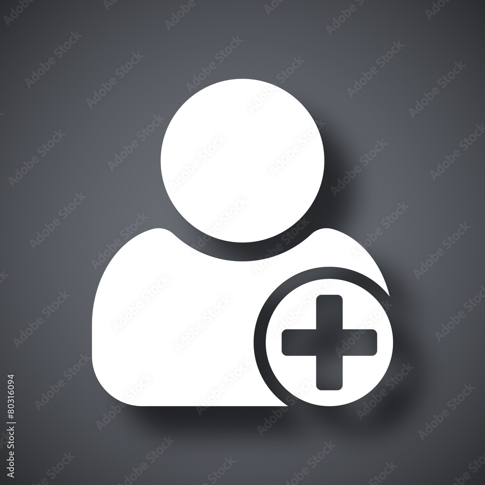 Wall mural vector add user icon with plus glyph