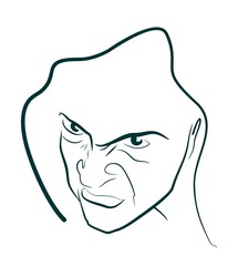 evil man portrait in hood