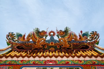 Papier Peint photo Temple Dragons in chinese temple