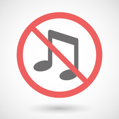 Forbidden signal with a music note