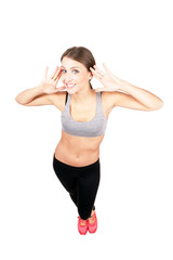 Gorgeous sportswoman beauty posing at camera