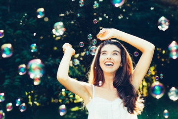 Girl having fun with bubbles