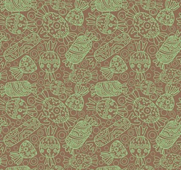 Cute seamless pattern with colorful sweets.