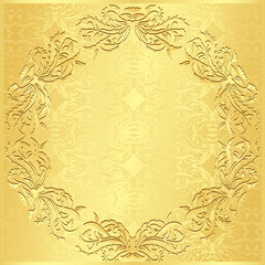 Luxury golden background with vintage floral pattern