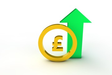 3d sign pound up in gold