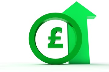 3d sign pound up in green