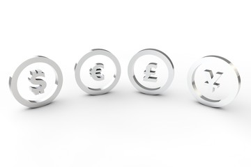 dollar euro pound yena in silver 3d