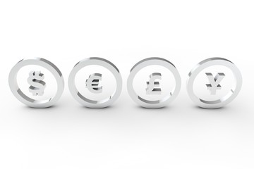 dollar euro pound yena in silver 3d