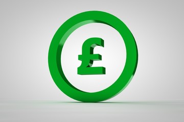 3d sign pound in green