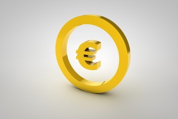 3d sign euro in gold