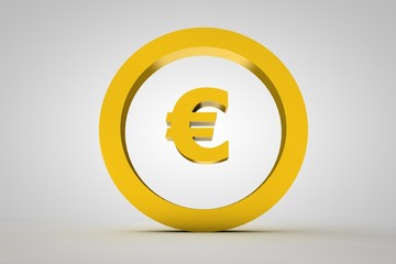 3d sign euro in gold
