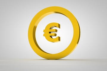 3d sign euro in gold