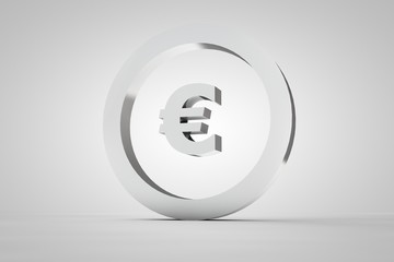 3d sign euro in silver
