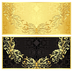 Luxury golden gift certificate in vintage style