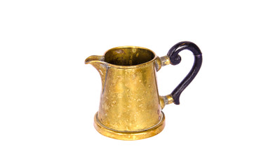 antique brass cup sauce boat isolated