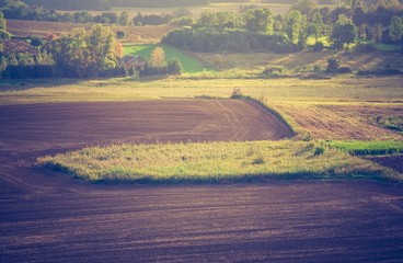 Vintage photo of plowed field