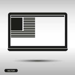 laptop flat style on gray background - stock vector