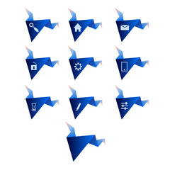 vector origami icons set