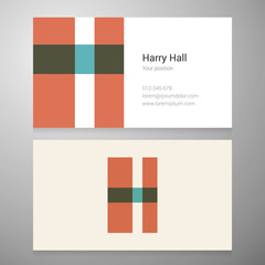 Vintage letter H icon business card template