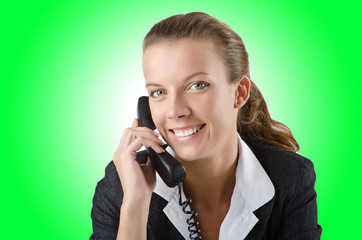 Attractive helpdesk operator on white