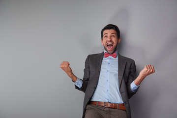 Man showing his happiness and success
