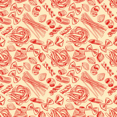 seamless background with sketch pasta