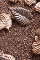 Chocolate decorations on the cake