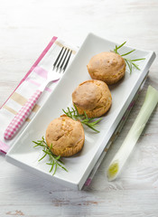 muffin with potatoes and leek