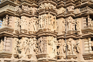 Detail of artwork at the Khajuraho temple