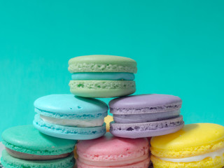 Macaron on blue background