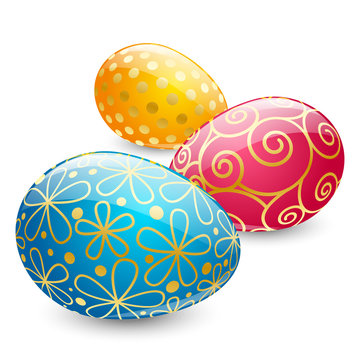 Color Easter eggs on white