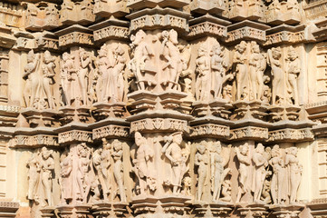 Detail of artwork at the Khajuraho temple