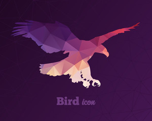 Colorful animal icon of triangles eagle
