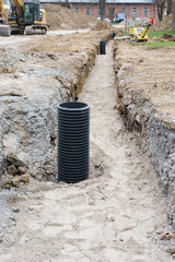 Mastfundament im Kabelgraben