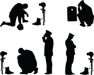The set of 6 military  silhouette figures