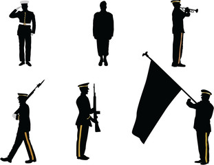 The set of memorial day silhouette