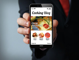cooking blog businessman smartphone