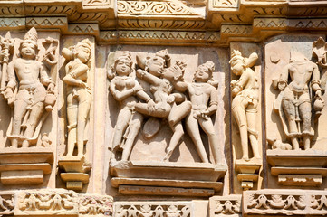 Detail of artwork at the Khajuraho temples