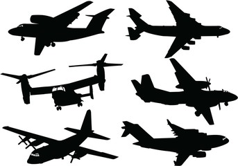 Military transport Aircraft silhouettes
