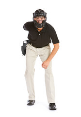 Baseball: Umpire Waits for the Pitch