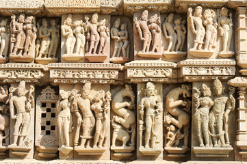 Detail of artwork at the Khajuraho temple