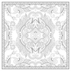 coloring book square page for adults - ethnic floral carpet