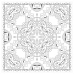 coloring book square page for adults - ethnic floral carpet