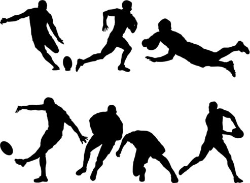 6 Rugby silhouettes