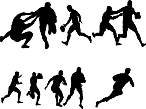 The set of 6 rugby silhouettes