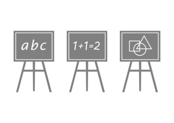 Grey blackboard icons on white background